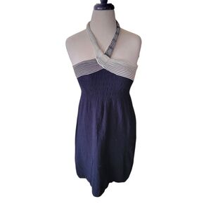 Cynthia Steffe Navy and White Halter Dress SZ M